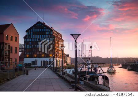 Klaipeda at night. Old Town and Dane river. Lithuania 41975543