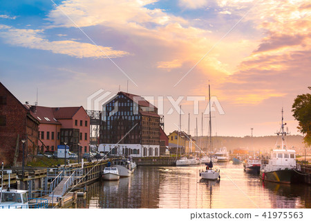 Klaipeda at night. Old Town and Dane river. Lithuania 41975563