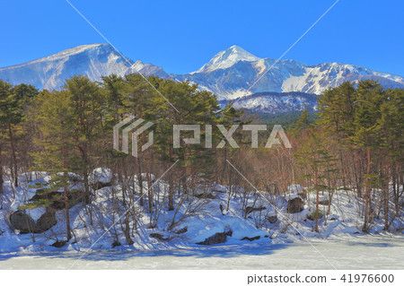 Bandai mountain in winter and Bishamon Swamp 41976600