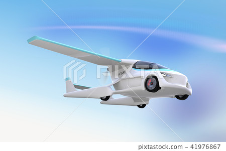 Concept image of a flying car flying in the sky (flying car) Concept image of a flying car flying in the sky (flying car) 41976867