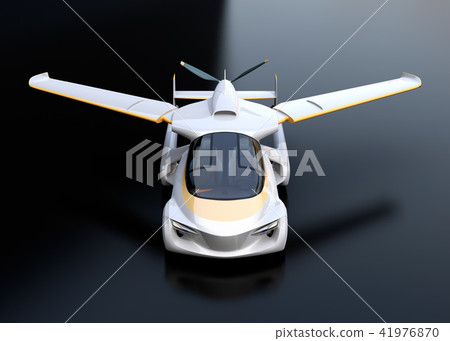 Concept image of the front of the flying car (flying car) on black back Concept image of the front of the flying car (flying car) on black back 41976870