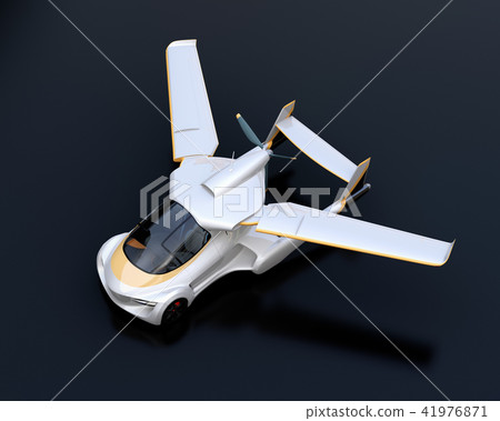 Concept image of flying car (flying car) on black back Concept image of flying car (flying car) on black back 41976871