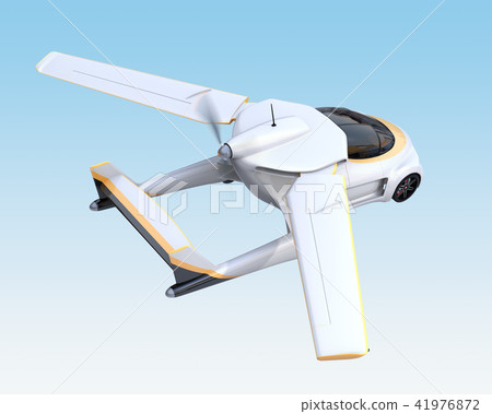 Concept image of a flying car flying in the sky (flying car) Concept image of a flying car flying in the sky (flying car) 41976872