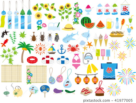 Summer material set - Stock Illustration [41977005] - PIXTA