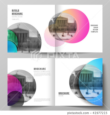 The vector illustration of editable layout of two covers templates for square design bifold brochure 41977215
