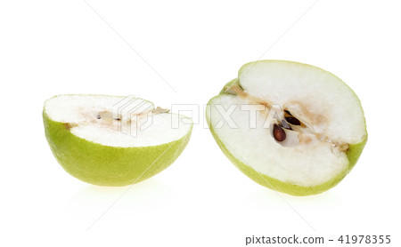 Pear cut half on white background. 41978355