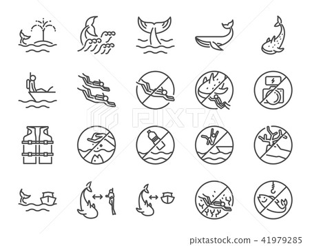 Whale watch icon set. 41979285