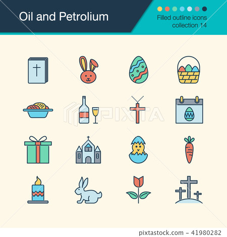 Easter icons. Filled outline design collection 13. Easter icons. Filled outline design collection 13. 41980282