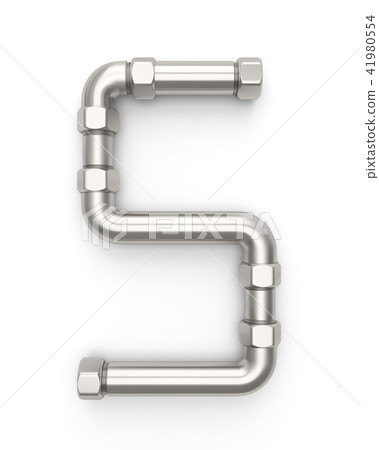 Alphabet made of Metal pipe, number 5 41980554