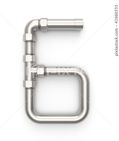 Alphabet made of Metal pipe, number 6 41980555