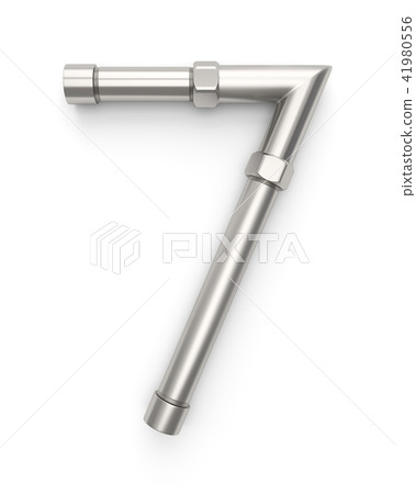 Alphabet made of Metal pipe, number 7 41980556