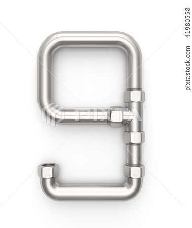 Alphabet made of Metal pipe, number 9 41980558