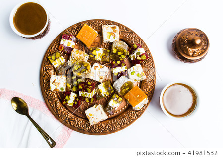 Various Turkish delights on a copper plate Various Turkish delights on a copper plate 41981532