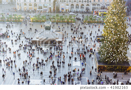 crowd of people in center of town 41982163