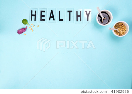 word Healthy with bowls with dressings for salad word Healthy with bowls with dressings for salad 41982926