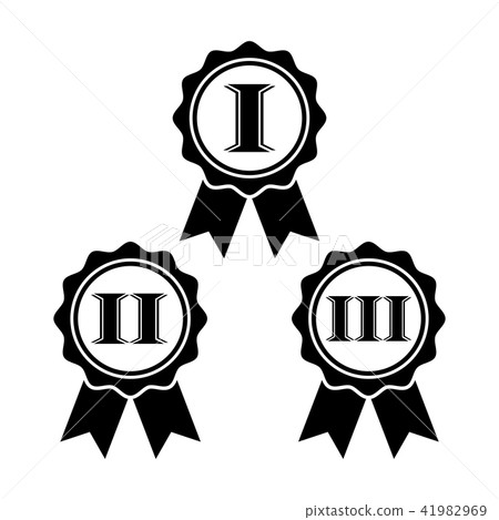 Award medal icon set - 1.2.3 place. Rosette symbol Award medal icon set - 1.2.3 place. Rosette symbol 41982969