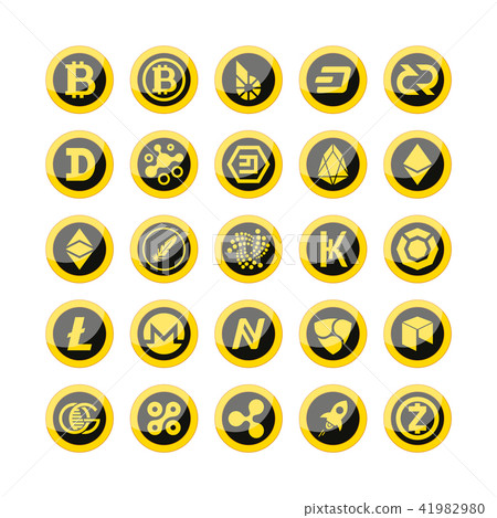 Cryptocurrency Buttons. Set on a White Background. 41982980
