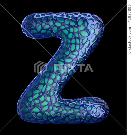 Blue plastic letter Z with abstract holes. 3d 41983899