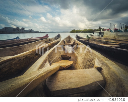 wooden canoe boats, traditional wood boat closeup wooden canoe boats, traditional wood boat closeup 41984018