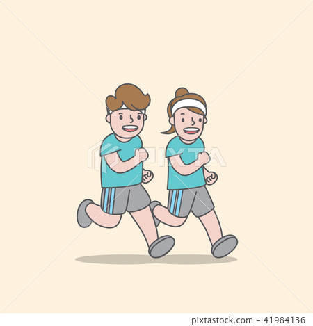 Jogging couple illustration vector on yellow 41984136