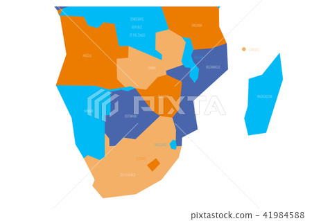 Political map of southern Africa region. Simlified schematic vector map in four color scheme 41984588