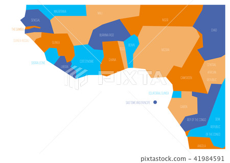 Countries of Guinea Gulf - Western Africa. Simplified and schematic political map. Vector 41984591