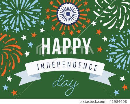 Happy Independence day, 15th August national holiday. Festive greeting card, invitation with Happy Independence day, 15th August national holiday. Festive greeting card, invitation with 41984698