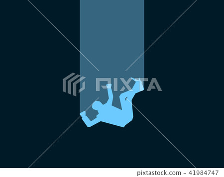 Falling man. Male blue silhouette on black Falling man. Male blue silhouette on black 41984747