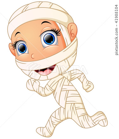 Happy kid wearing mummy costume 41988104