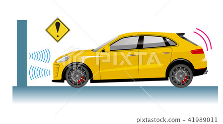 Illustration of a car | Conceptual illustration of automatic braking | Collision avoidance image 41989011