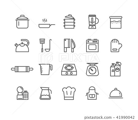 Simple Set of Kitchen vector thin line icons Simple Set of Kitchen vector thin line icons 41990042