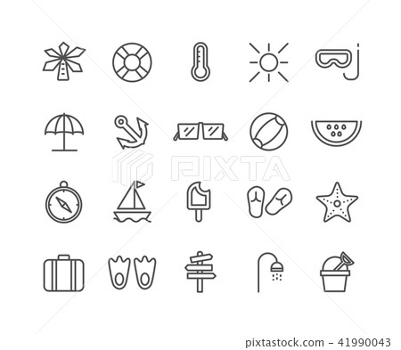Simple Set of Summer vector thin line icons Simple Set of Summer vector thin line icons 41990043