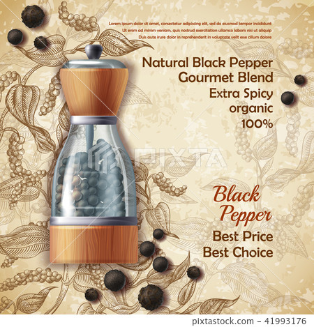 Vector promo banner of black pepper natural spice 41993176