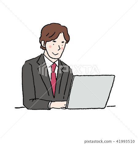 Illustration of a businessman doing a personal computer 41993510