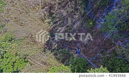 stairway to hill top new bridge beside the cliff. 41993666