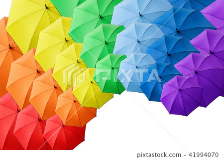 Rainbow umbrella isolated. White background 41994070