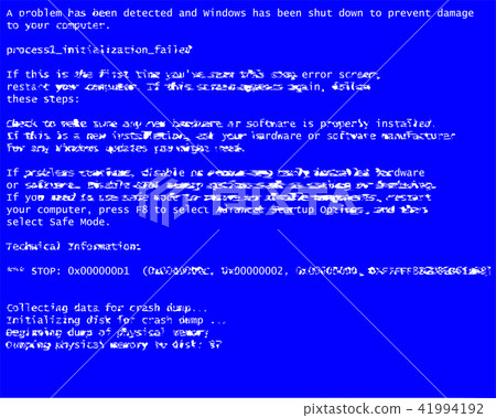 Glitch Errors Classic Blue Screen Of Death (BSOD) - Stock Illustration ...