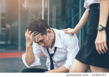 Young business asian man sitting and stress Young business asian man sitting and stress 41994257