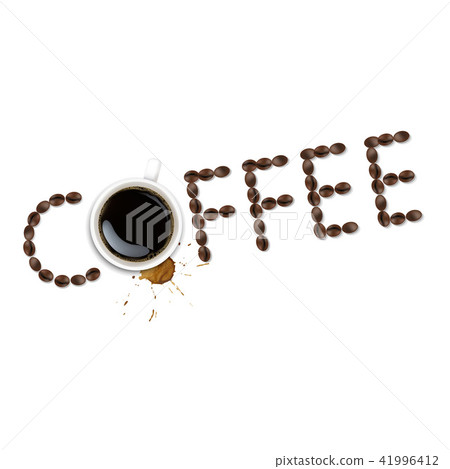 Cup With Coffee And Plate And Coffee Grain Cup With Coffee And Plate And Coffee Grain 41996412