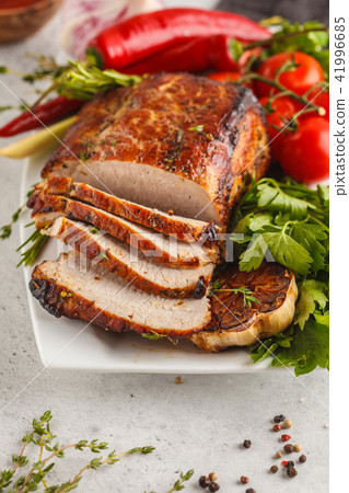 Roasted pork with thyme, rosemary, garlic Roasted pork with thyme, rosemary, garlic 41996685