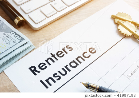Renters Insurance form on a table and keys. Renters Insurance form on a table and keys. 41997198