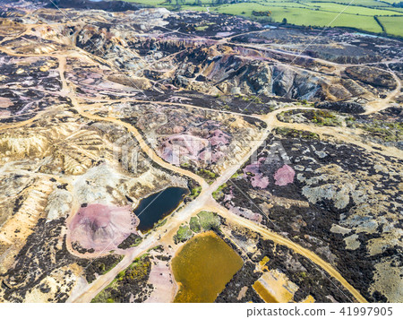 The colourful remains of the former copper mine Parys Mountain near Amlwch on the Isle of Anglesey 41997905