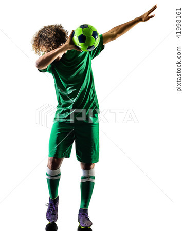 young teenager soccer player man silhouette isolated celebration young teenager soccer player man silhouette isolated celebration 41998161