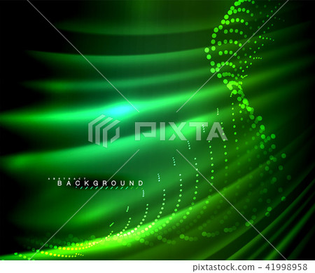 Neon glowing techno lines, hi-tech futuristic abstract background template with square shapes 41998958