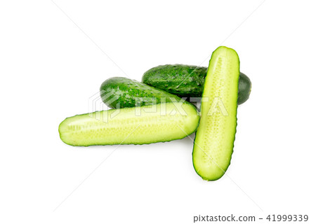 Ripe green cucumbers isolated on white background. Ripe green cucumbers isolated on white background. 41999339
