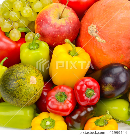 set of fresh vegetables and fruits. set of fresh vegetables and fruits. 41999344