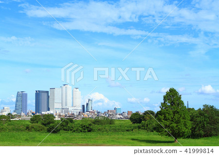 Summer sky Nagoya city cityscape Summer sky Nagoya city cityscape 41999814