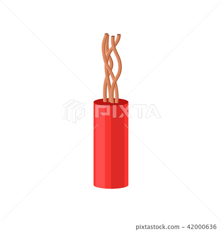 Copper electrical cable in red insulation vector Illustration on a white background Copper electrical cable in red insulation vector Illustration on a white background 42000636