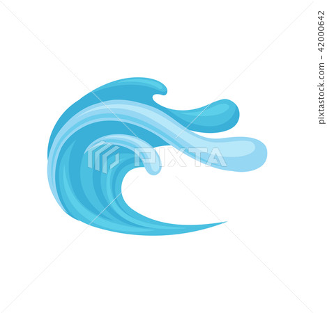 Blue ocean or sea tidal storm wave, design element for marine nautical theme vector Illustration on 42000642