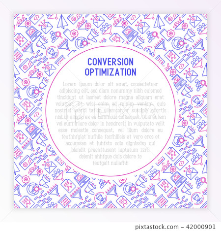 Conversion optimization concept with line icons - Stock Illustration ...